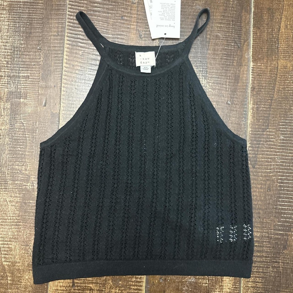 A New Day Women's Sleeveless Halter Neck Pointelle Pullover Sweater